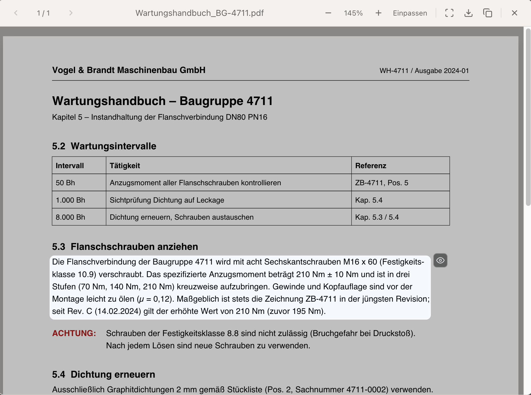 Quelldokument mit markierter Fundstelle